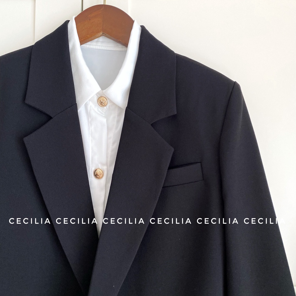 Áo khoác blazer azura by cecilia màu đen - 2 hàng khuy ảnh thật chụp bởi - ảnh sản phẩm 2