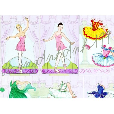 Set búp bê giấy múa Ballet