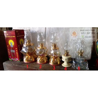 Đèn thắp dầu lưu ly (tặng kèm thêm bấc đèn) - Đèn Bình An - Phú Quý