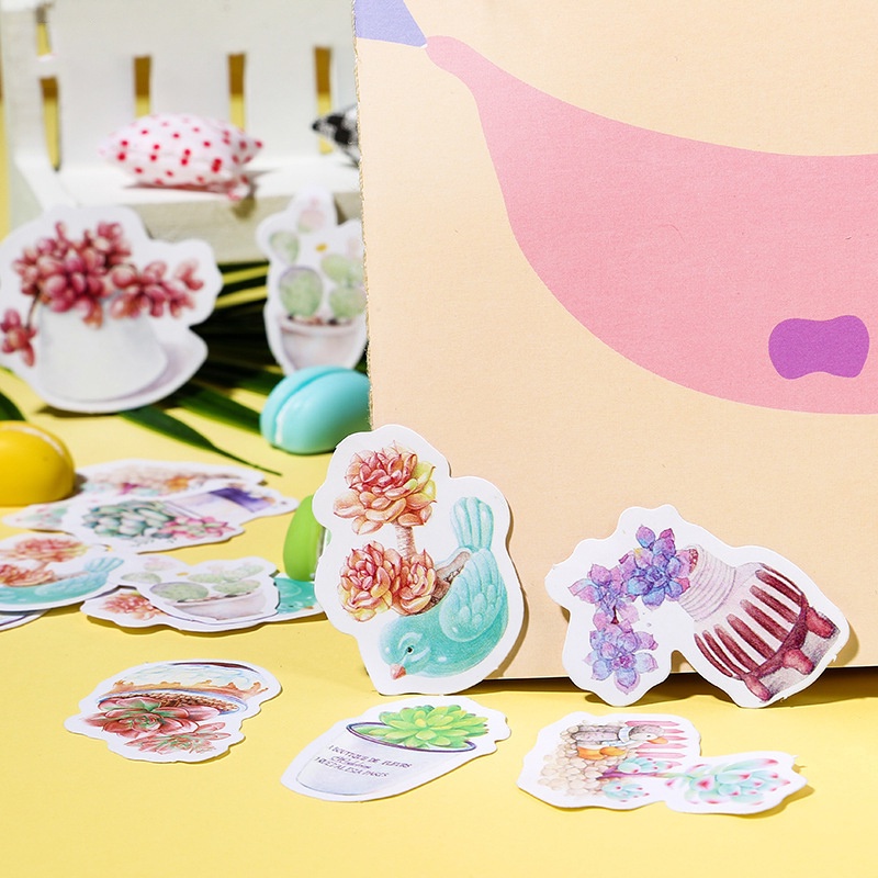 Sticker chủ đề Cây Xương Rồng - Hộp 45 miếng dán trang trí sổ tay Bullet Journal - M260