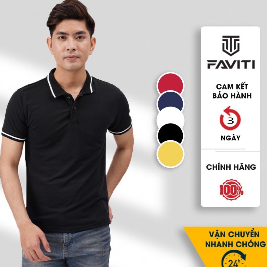 (Lẻ) Áo Phông Thun Nam có cổ bẻ đẹp tay ngắn áo Polo cao cấp giá rẻ FAVITI AT02 (ảnh thật)