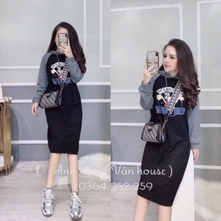 Váy nỉ hoodie in chú chó hot dog
