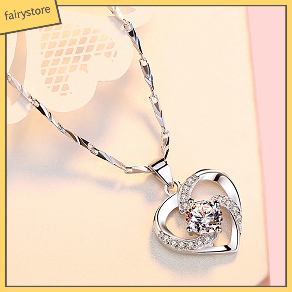 Mặt dây chuyền hình trái tim đính đá kiểu dáng thời trang cho nữ