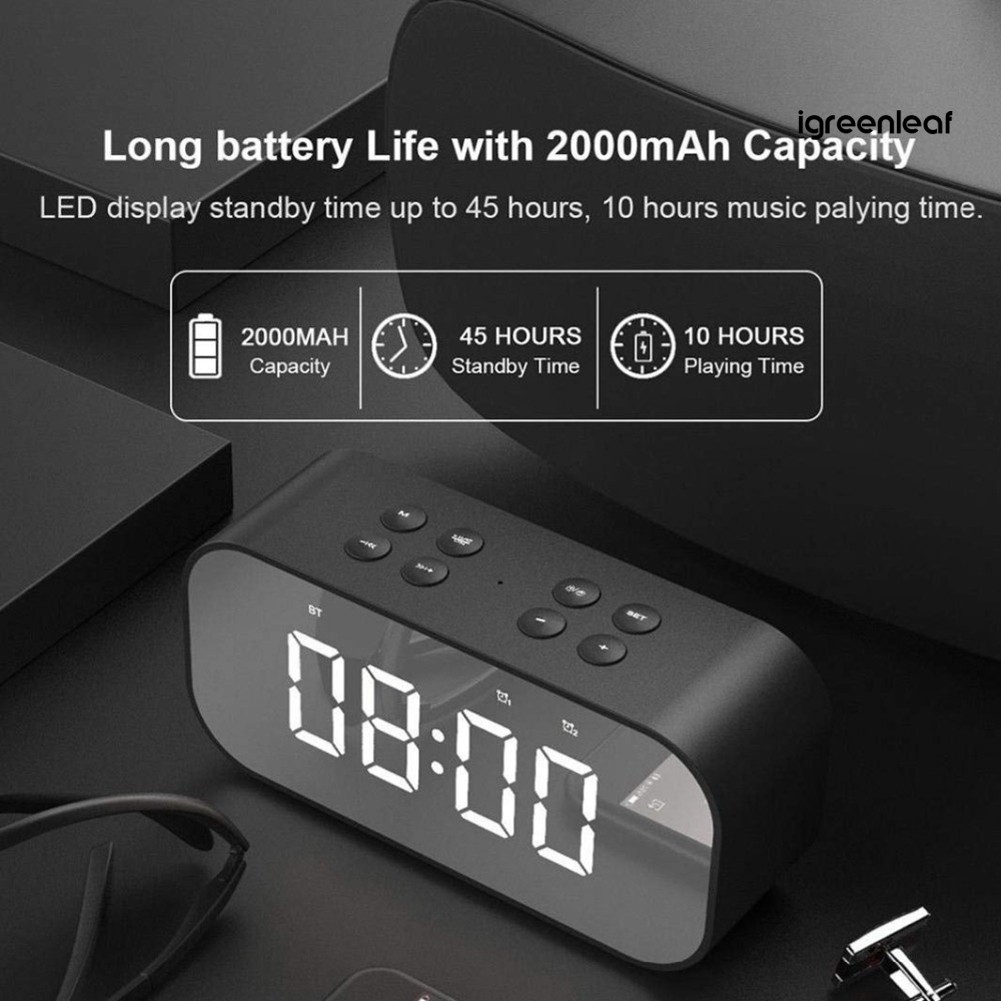 Loa Bluetooth Kiêm Đồng Hồ Báo Thức Màn Hình Led Hỗ Trợ Nghe Nhạc Mp3