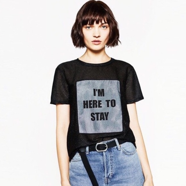 Zara Top I’m Here To Stay Auth