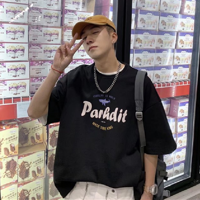 Áo Thun Nam Dáng Rộng In Chữ Phong Cách Hip Hop Hàn Quốc Thời Trang Mùa Hè Thoải Mái Cỡ Lớn M-8XL