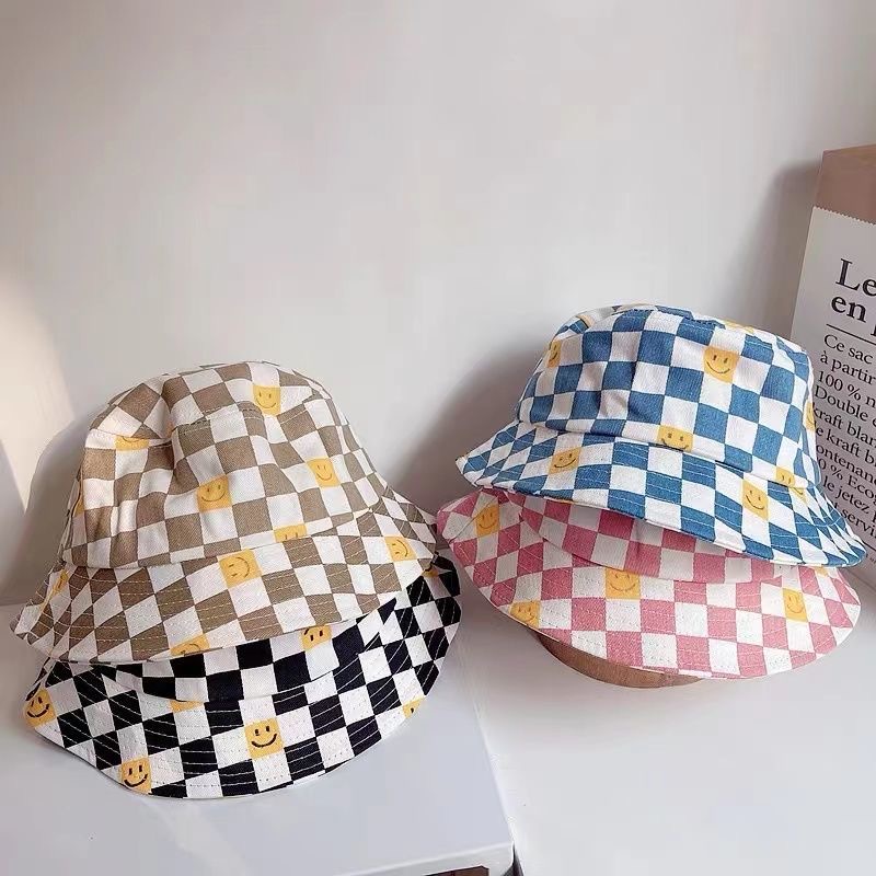 Nón Tai Bèo Vành Rộng Sọc Ca Rô Đen Trắng Phong Cách Hàn Quốc Xinh Xắn Dành Cho Bé