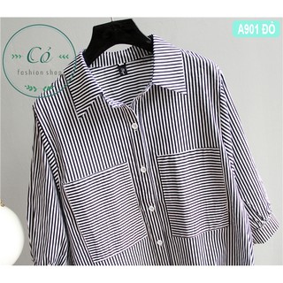 Áo Sơ Mi Sọc túi đắp KATE NHẬP - A901