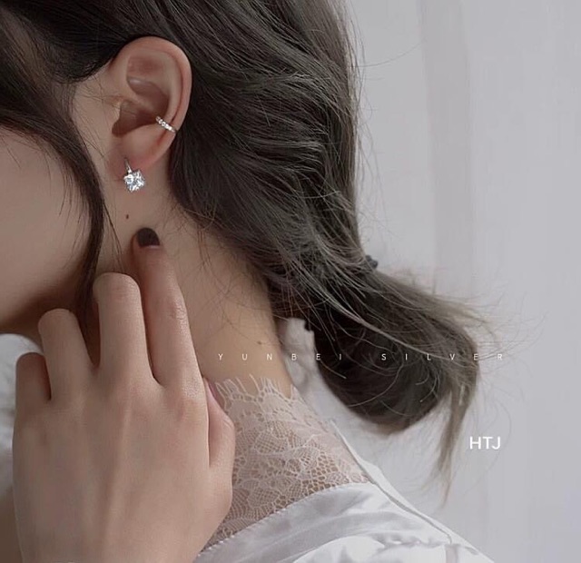 BÔNG TAI MẶT ĐÍNH ĐÁ VUÔNG CAO CẤP - TRANG SỨC BẠC