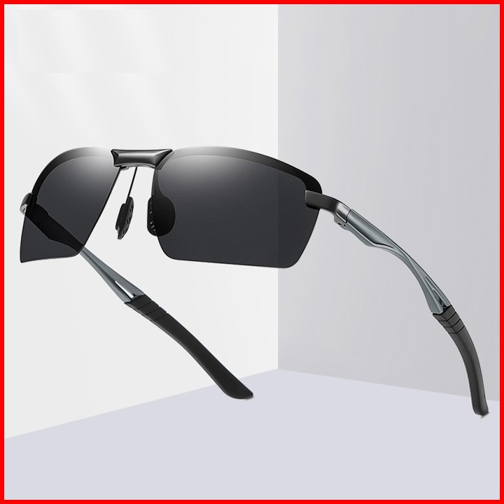 Mắt kính nam thời trang 2021, Kính râm nam Hàn Quốc gọng kim loại phân cực màu nâu, xám, đen_MS38