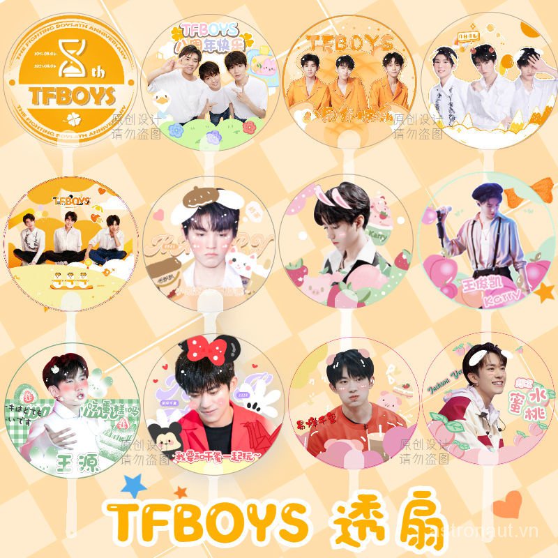 Quạt Cầm Tay Trong Suốt In Hình Nhóm Nhạc Tfboys Kỷ Niệm 8 Năm Mwp1