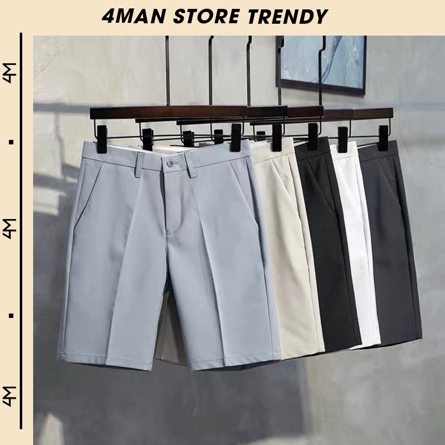 Quần short tây kaki lửng nam ống rộng Hàn Quốc cao cấp lưng thun 4MAN Q02