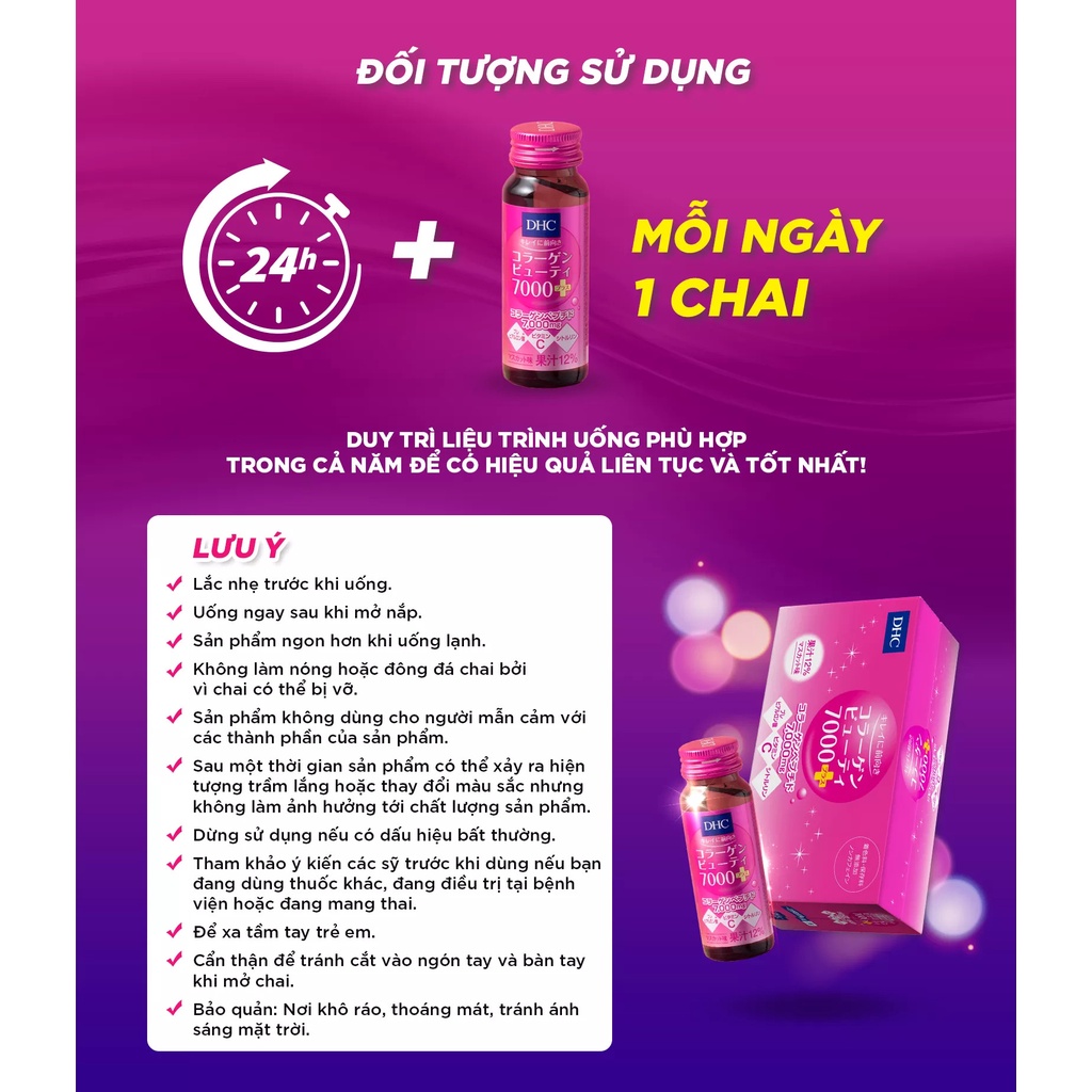 Collagen nước DHC Collagen Beauty 7000 Plus Hộp 10 Lọ 50ml bổ sung Vitamin C giúp da căng mọng  tràn sức sống,trẻ hóa da
