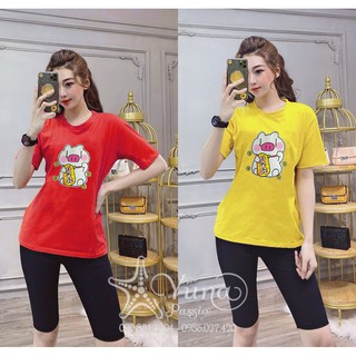 Bộ cotton thêu thú bông cao cấp