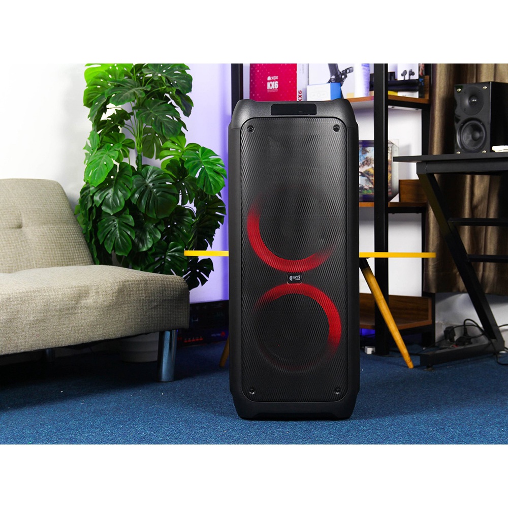Loa di động hát karaoke Kiwi PT10 thiết kế hiện đại, cổng kết nối USB, TF, AUX, GT kèm 2 micro