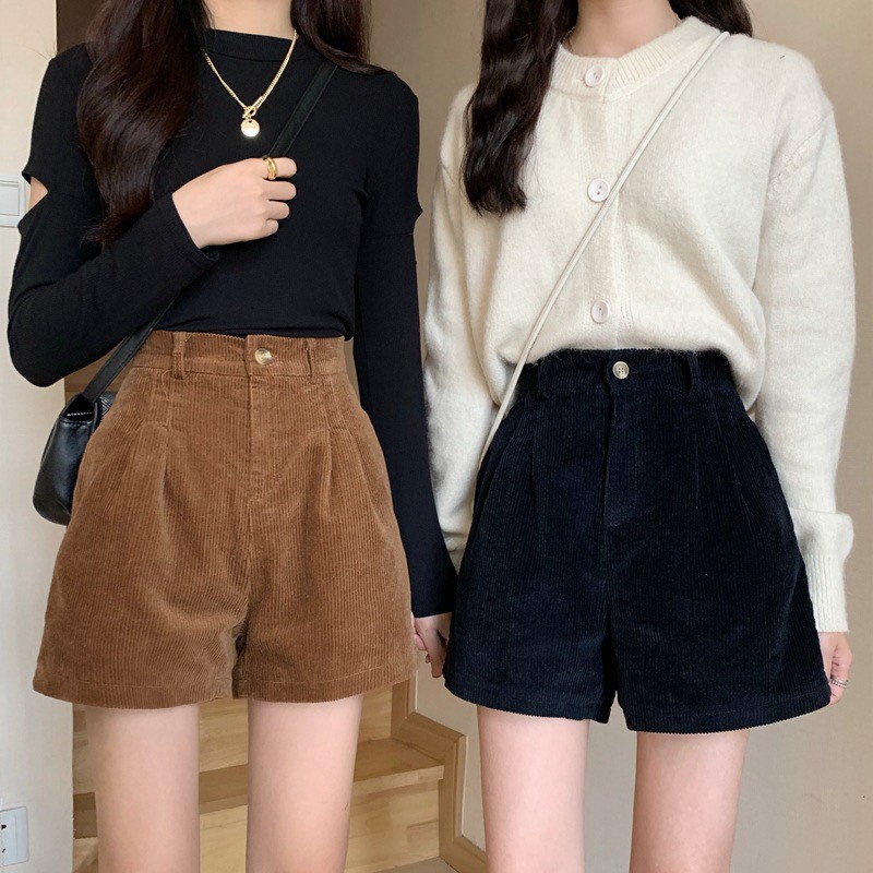 Quần Short Đùi Chất Tăm Nhung Kèm Đai Thắt Lưng Mặc 4 Mùa Thời Trang THUS651