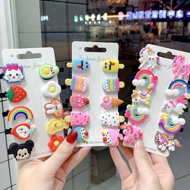 [Được Chọn Mẫu] Set 10 Kẹp Tóc Họa Tiết Hoạt Hình Siêu Đáng Yêu Cho Bé