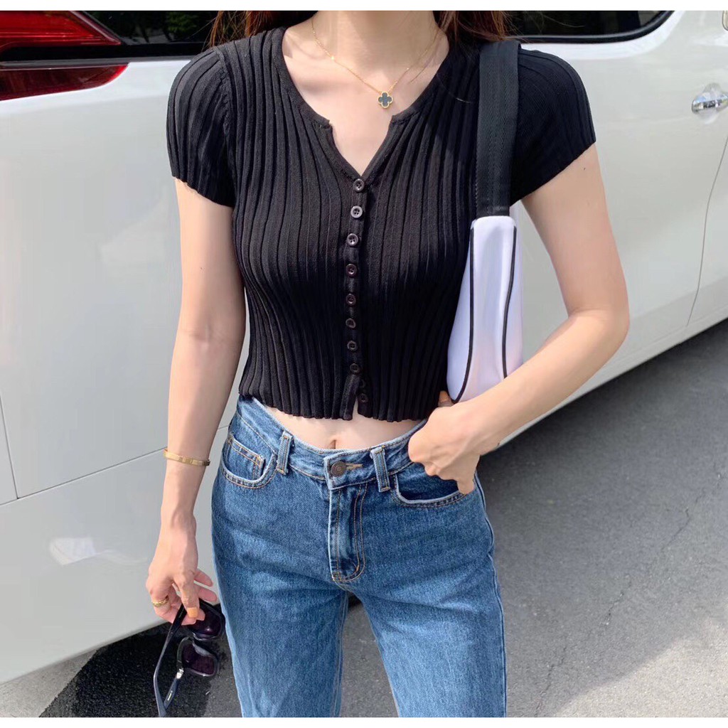 áo croptop len dệt kim gân hottrend 2021 | BigBuy360 - bigbuy360.vn