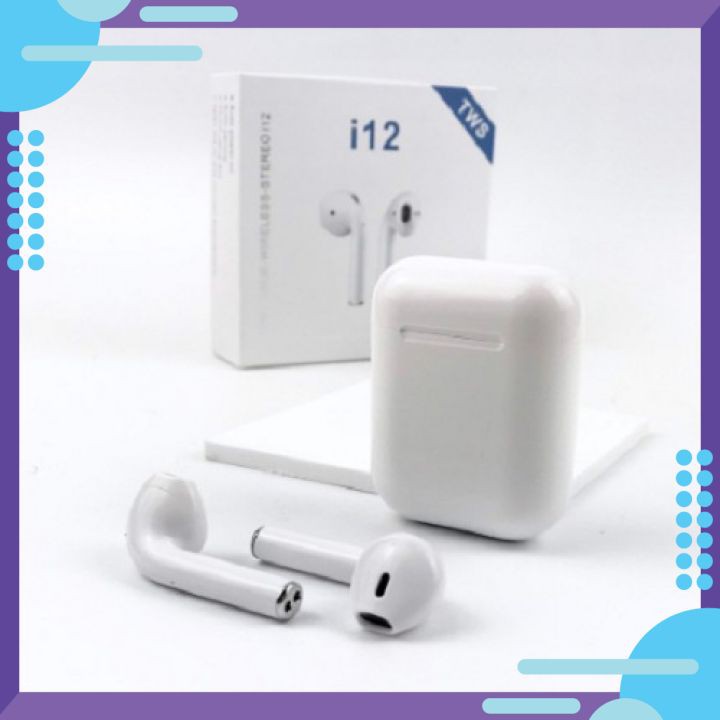 [𝗧𝗮̣̆𝗻𝗴 𝗞𝗲̀𝗺 𝗖𝗮𝘀𝗲 𝗫𝗶̣𝗻] Tai Nghe Bluetooth Không Dây i12 Âm Thanh Nổi, Pin Bền,Cảm Biến Vân Tay Điện Thoại Apple và Andr