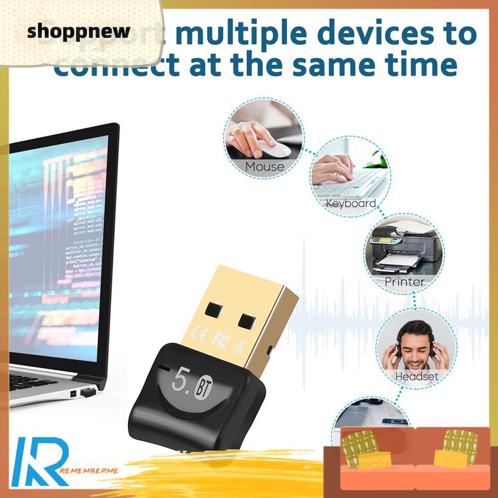 Shoppnew BT06A Portable Bluetooth 5.0 Adapter Wireless USB Audio Mini Music Dongle