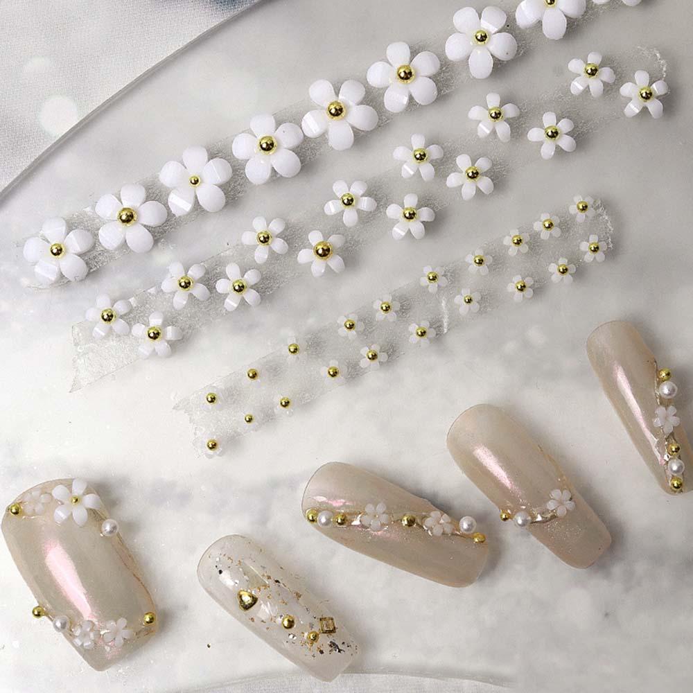 QQMALL Phụ Kiện Trang Trí Móng Nghệ Thuật Hình Hoa Năm Cánh Bằng Nhựa Resin