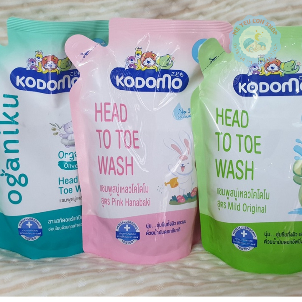 (Date 08/2024) Sữa tắm gội trẻ em KODOMO Head to Toes - Thái Lan (200ml/ 380ml/400ml) (katydang)
