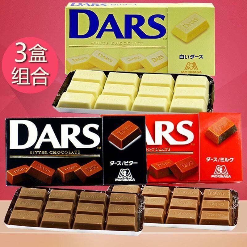 Socola Morinaga Dars thương hiệu Nhật Bản vị trà xanh/ choco đen/ sữa/ milk choco/ dâu 12 viên 42gr ít ngọt