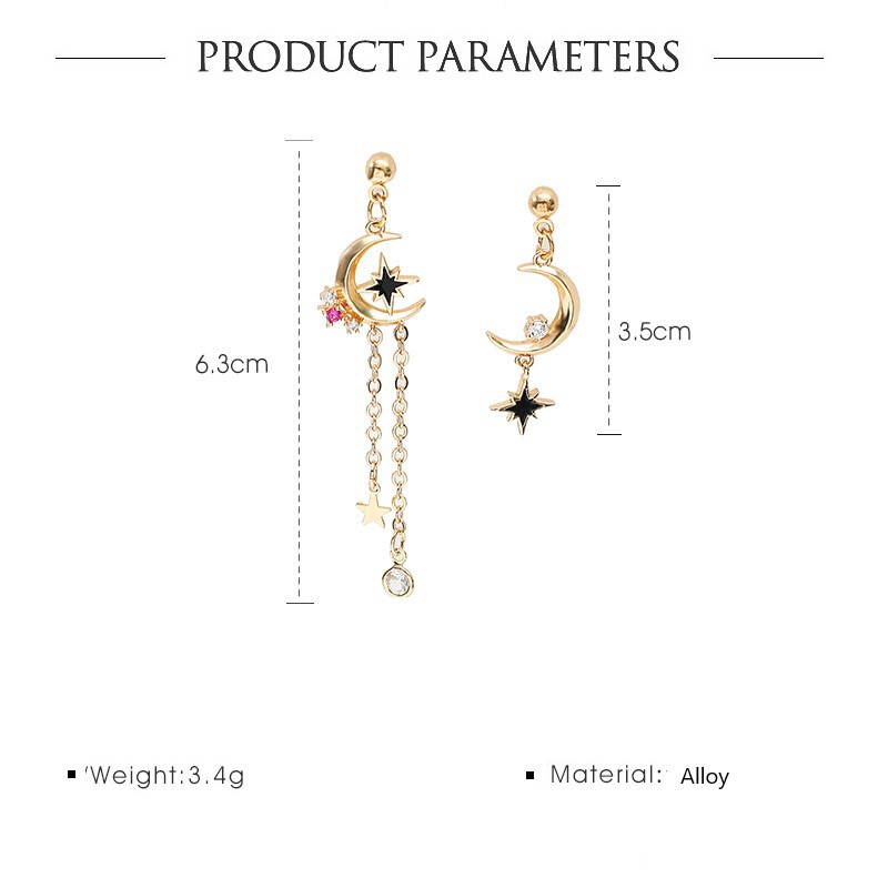 Fashionable Moon And Star Earrings