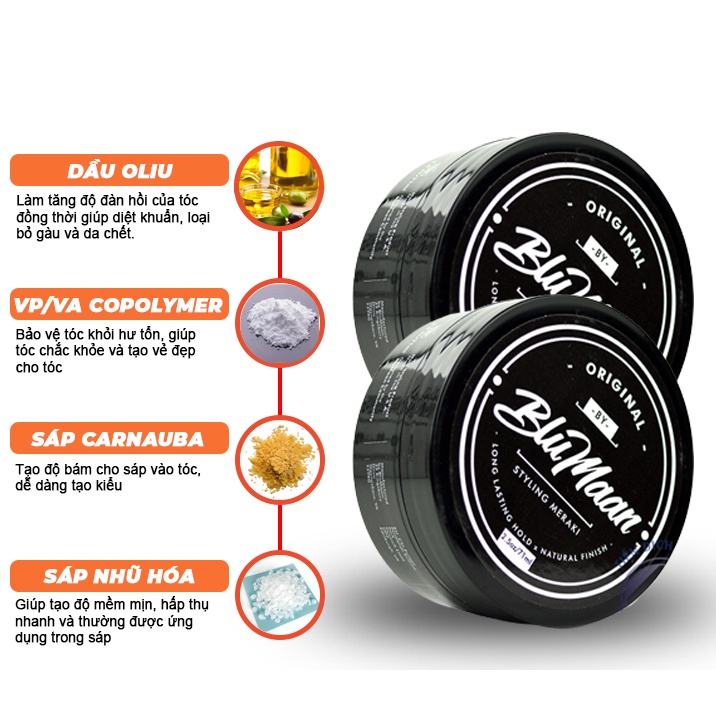 Sáp Vuốt tóc Nam BLUMAAN Đen - Giữ Nếp Tóc Cực Tốt Lamyra