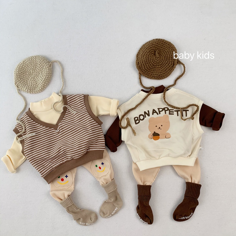 Áo sát nách hoạ tiết gấu đáng yêu cho bé