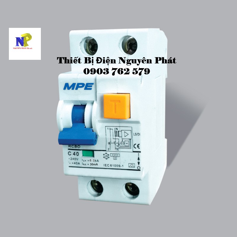 RCBO - CB Chống Chống Giật, Chống Rò & Chống Quá Tải Dòng Cắt 6kA Dòng Định Mức 20A, 25A, 32A, 40A, 63A