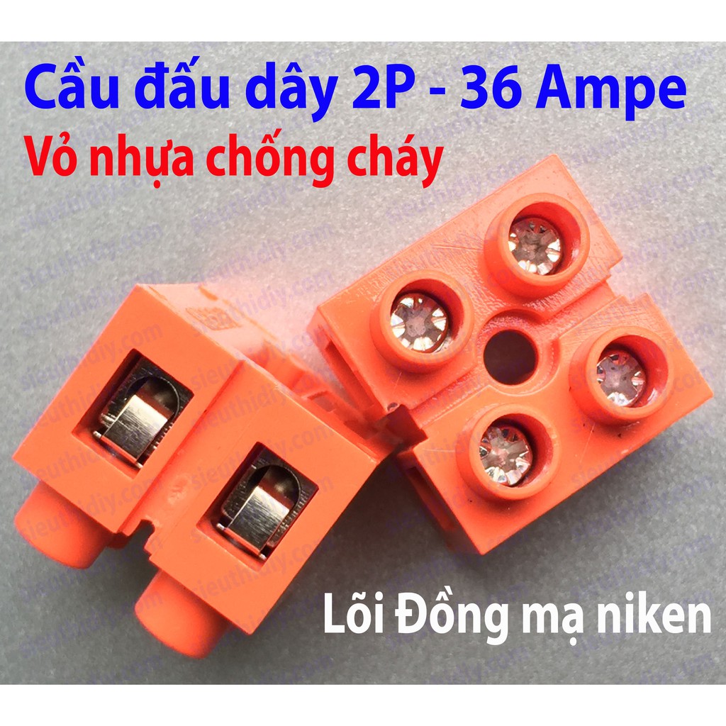 Cầu đấu dây vỏ nhựa chống cháy, lõi Đồng 2P3P - 36Ampe 600V