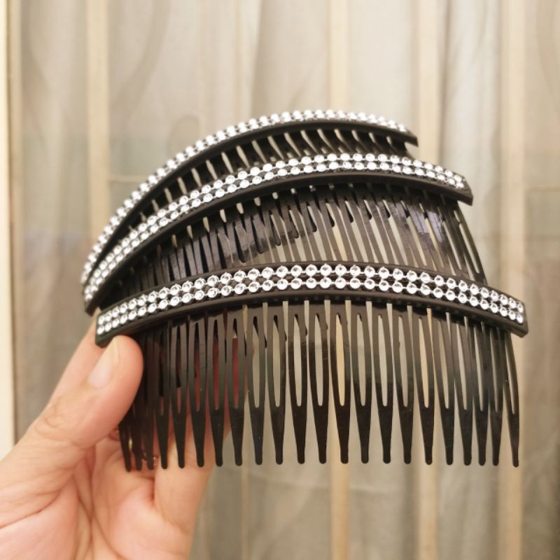 Combo 12 cái Lược cài tóc nhựa mềm đính hạt 2 hàng