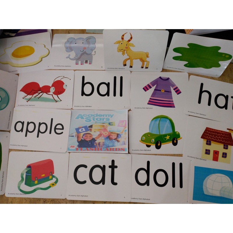 Flashcard 💖FREESHIP💖 thẻ học tiếng anh thông minh ACADEMY STARS Level 1-2 khổ A5 in 2 mặt
