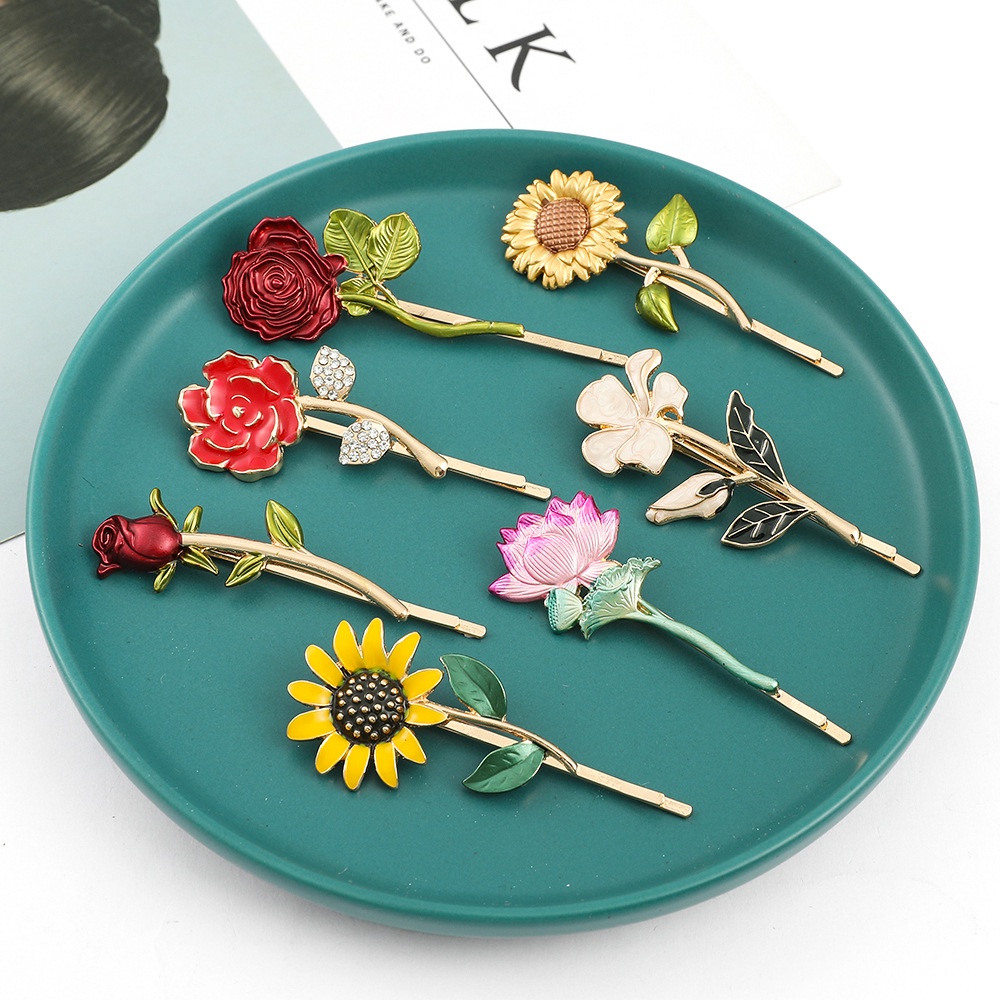 Kẹp Tóc Hoa Mẫu Đơn / Hoa Sen Bằng Kim Loại Thời Trang Cho Bạn Bè