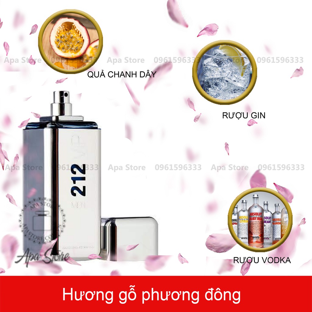 Nước Hoa Nam 212 Vip Men Bạc Chai 10ml, Hương Thơm Sử Dụng Quanh Năm Cho Các Chàng Trai