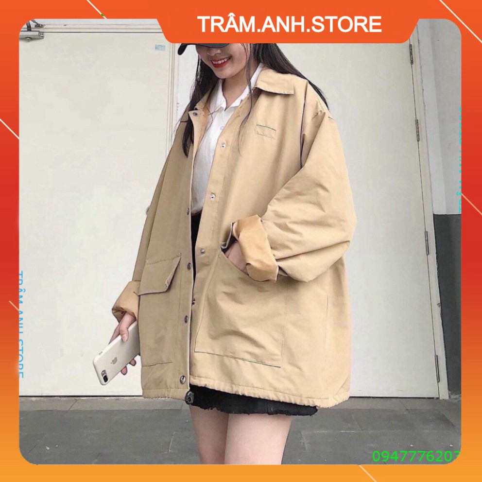 💝👗 (New) ÁO KHOÁC KAKI 2 TÚI VUÔNG BOX DÂY RÚT - ÁO SƠ MI KHOÁC CÚC BẤM MÀU BE ULZZANG 👑