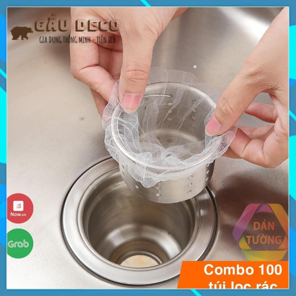 Túi lọc rác , set 100 túi lưới lọc rác bồn rửa chén bát thông minh sạch sẽ, không lo nghẹt cống