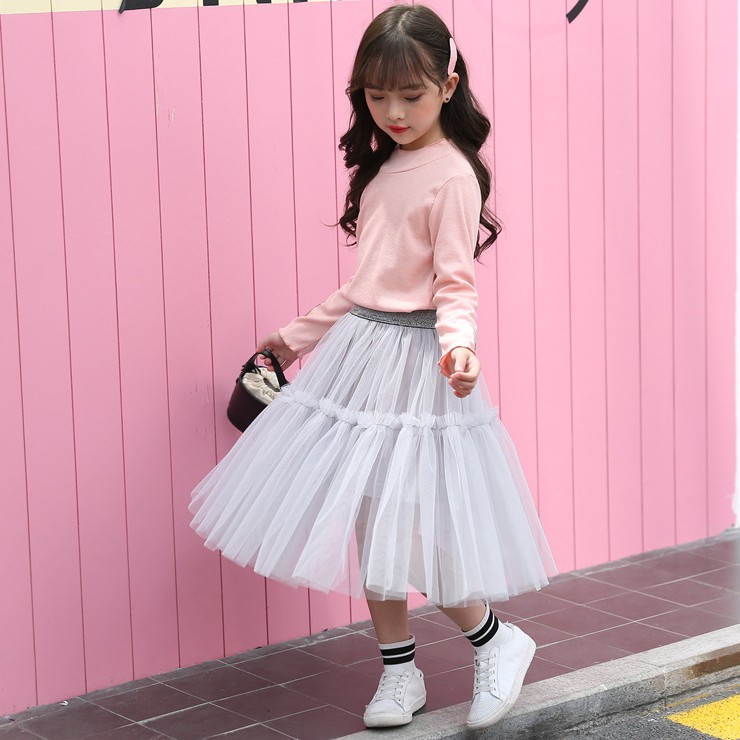 Chân Váy Xòe Phối Lưới Xinh Xắn Cho Bé Gái