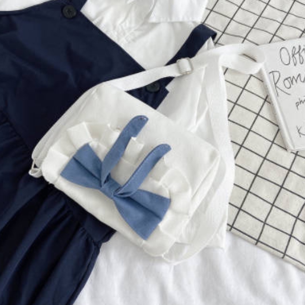 Túi Đeo Chéo Canvas Đính Nơ Phong Cách Retro Cho Nữ