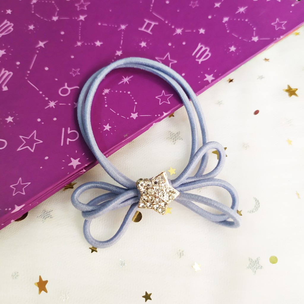 Dây cột tóc nơ đính hạt xinh xắn