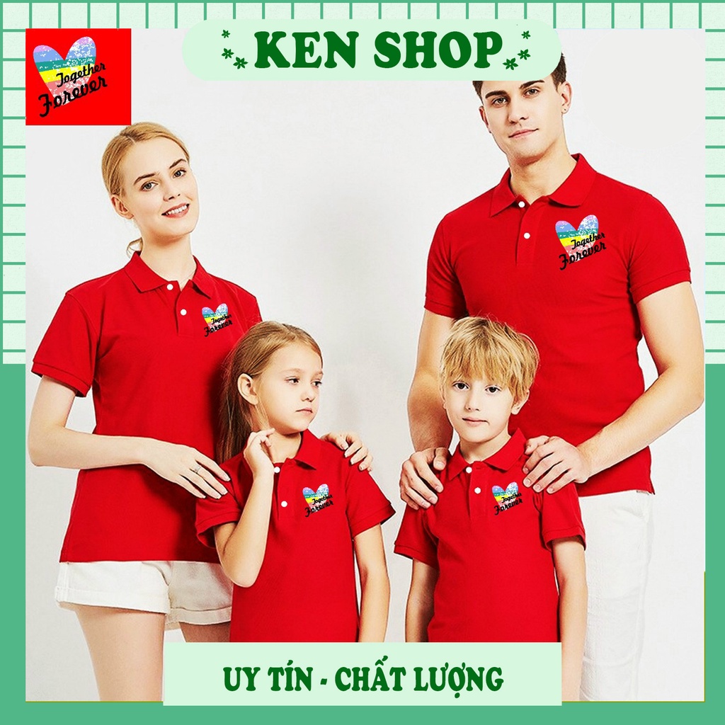 Áo gia đình cổ trụ poli thoáng mát, áo đồng phục năm mới