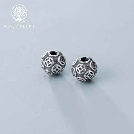 Charm đồng tiền bạc thái xỏ ngang NQ Jewelry