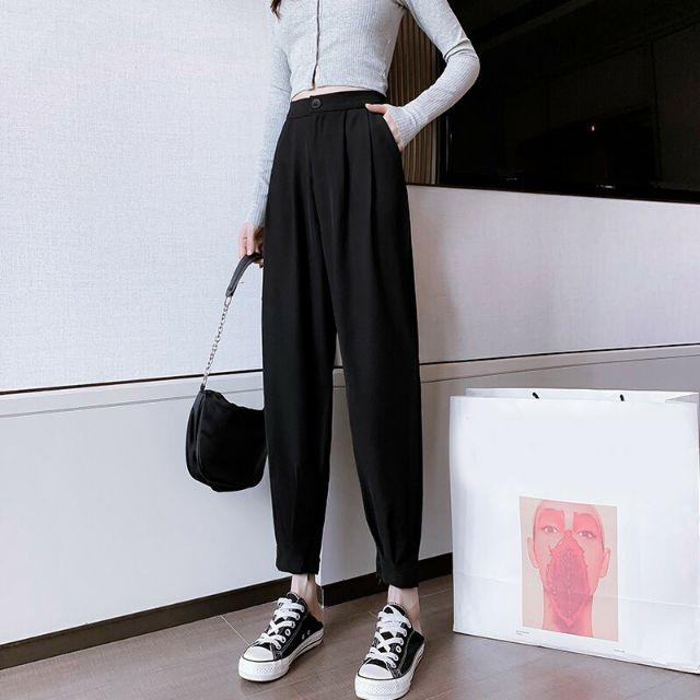 Quần baggy cạp cao 2 khóa K002