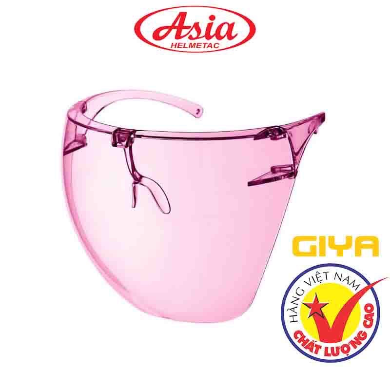 Kính bảo hộ chính hãng ASIA Face Shield chống bám hơi thở, chống giọt bắn, chống dịch, chống đọng hơi sương màu hồng