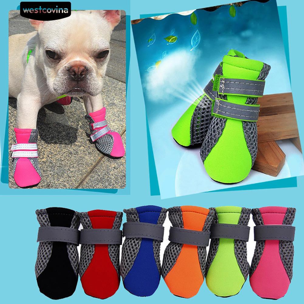 Set 4 Chiếc Giày Mềm Chống Trượt Cho Thú Cưng
