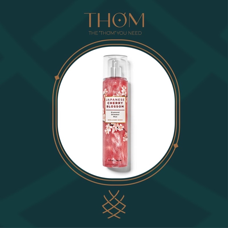 JAPANESE CHERRY BLOSSOM | Xịt thơm nhũ kim tuyến tông nước hoa Bath & Body Works Diamond Shimmer Mist