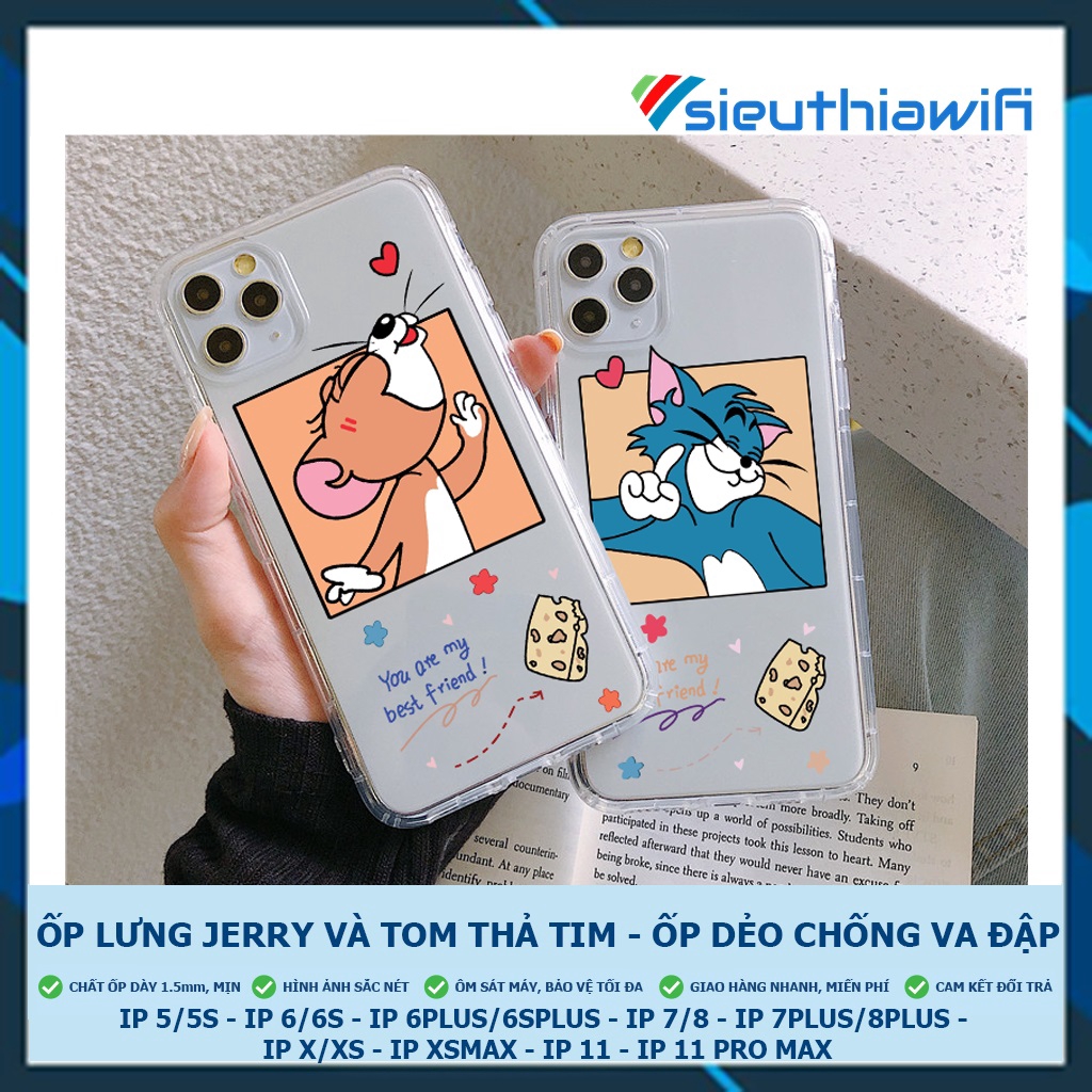 Ốp lưng iphone Jerry Tom tim trong 5/5s/6/6plus/6s/6splus/7/7plus/8/8plus/x/xr/xs/11/12/pro/max/plus/promax - Awifi E2-6 | BigBuy360 - bigbuy360.vn