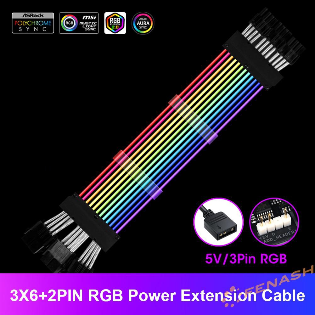 Dây cáp nối dài Psu Rgb Atx 24pin Pcie Gpu 8-chân chuyên dụng