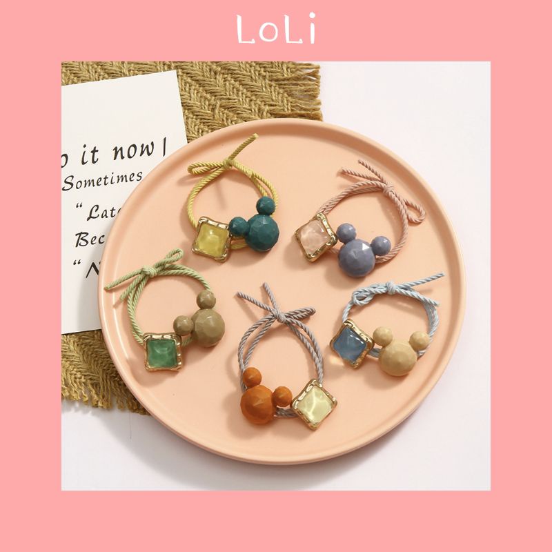 [Mã FAMARAL1 giảm 10K đơn 50K]Dây Cột Tóc Co Giãn Hình Mặt Gấu Đáng Yêu Cho Nữ